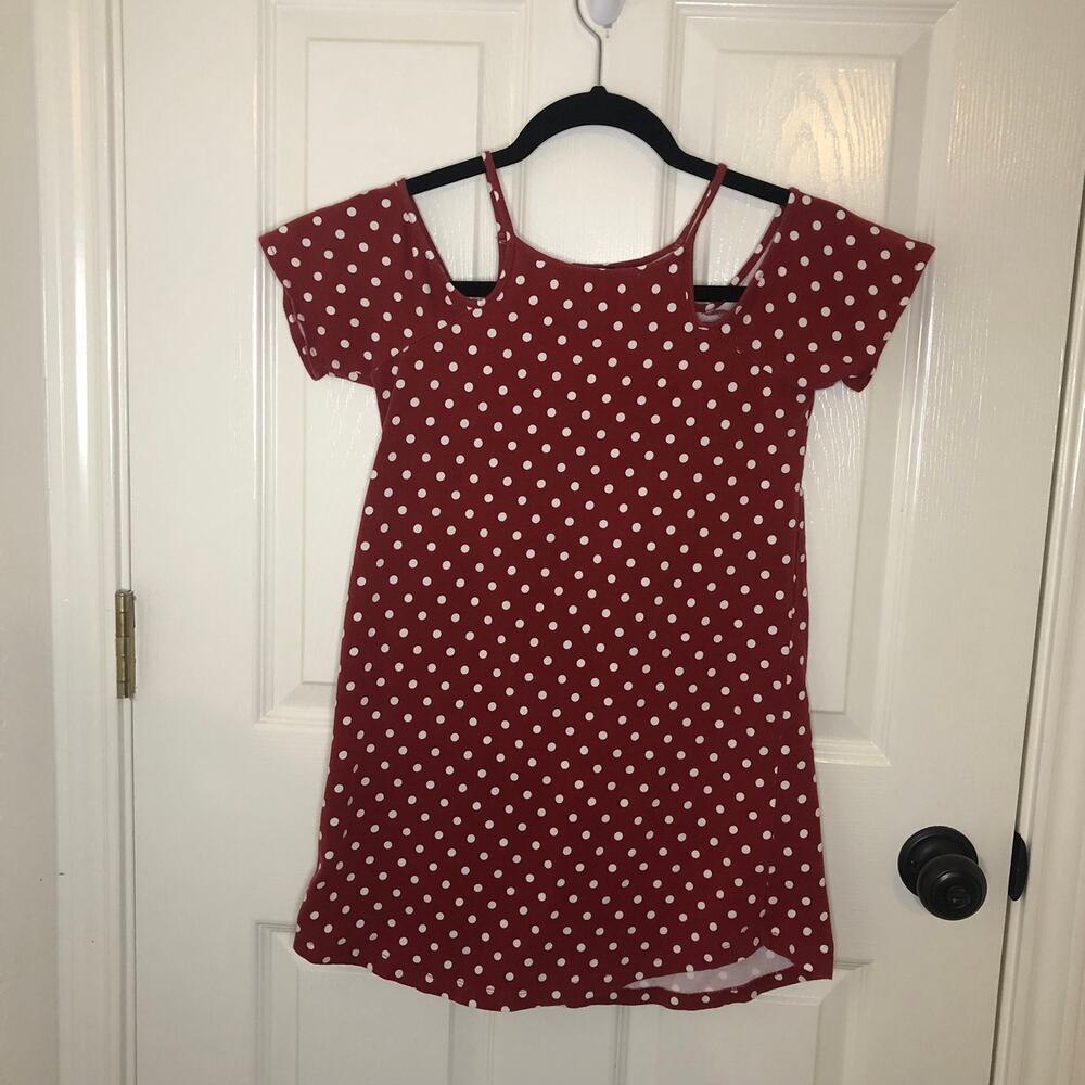 Forever 21 Red w/ White Polka Dots Cold Shoulder Girls Dress - Girl's 11/12